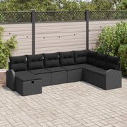 vidaXL Set Divano da Giardino con cuscino 8 pcs Nero Poly Rattan