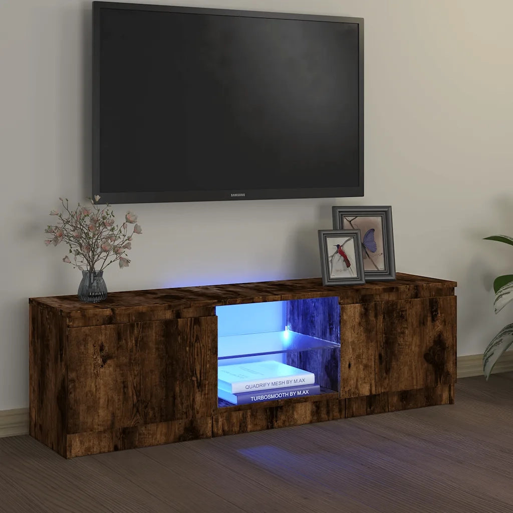 Mobile Porta TV con Luci LED Rovere Fumo 120x30x36 cm 815708