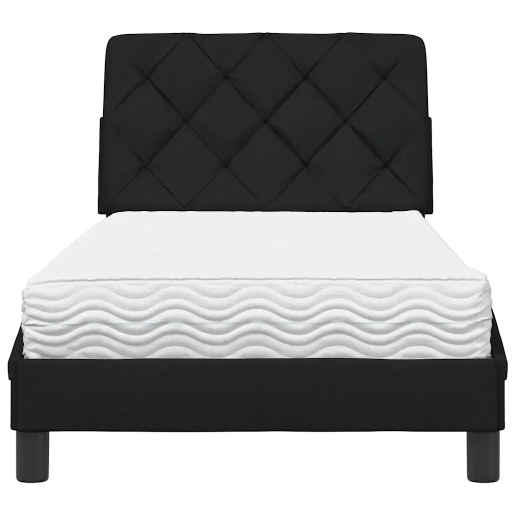 Letto con Materasso Nero 90x200 cm in Tessuto