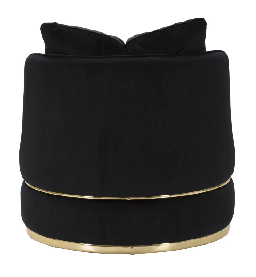 Poltrona elegante in tessuto nero e oro con cuscini 84x75 cm Paris Space