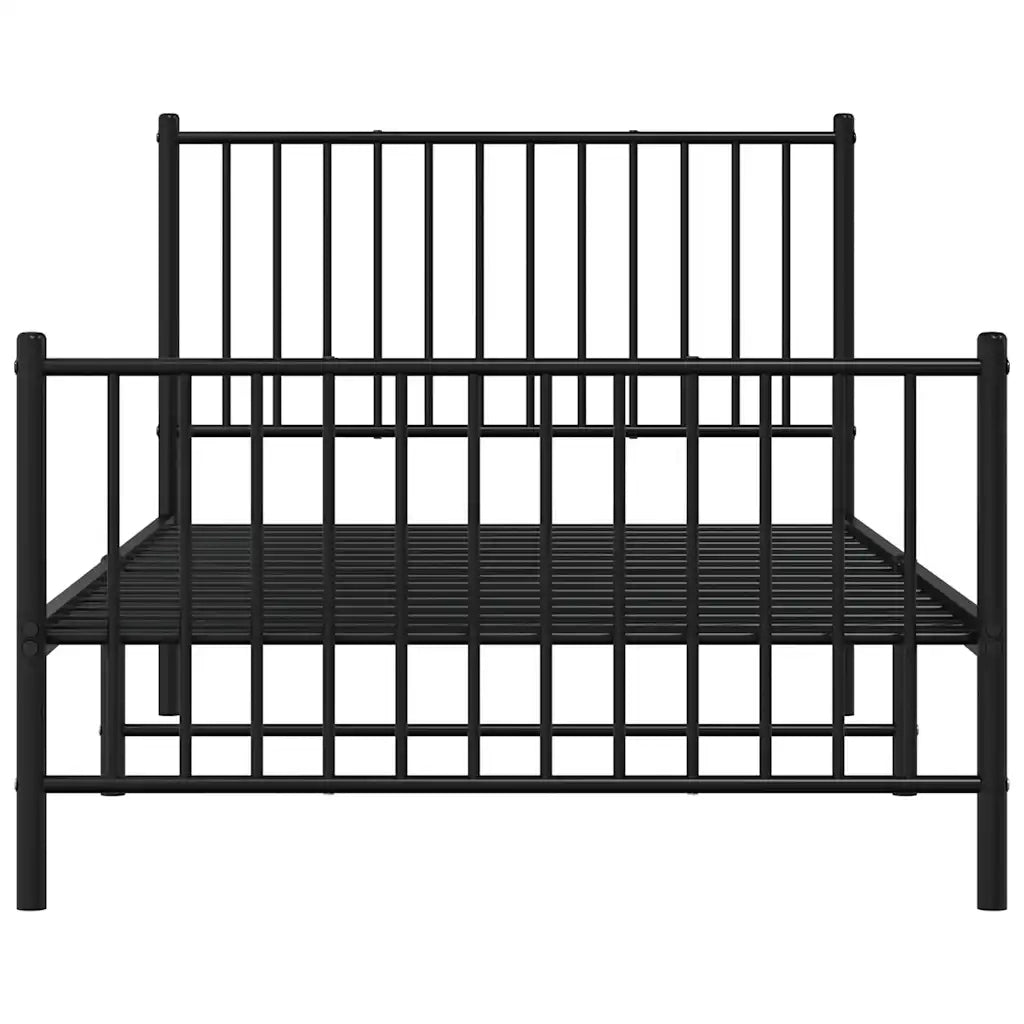Giroletto con Testiera e Pediera-Struttura Letto Metallo Nero 100x190 cm 419241