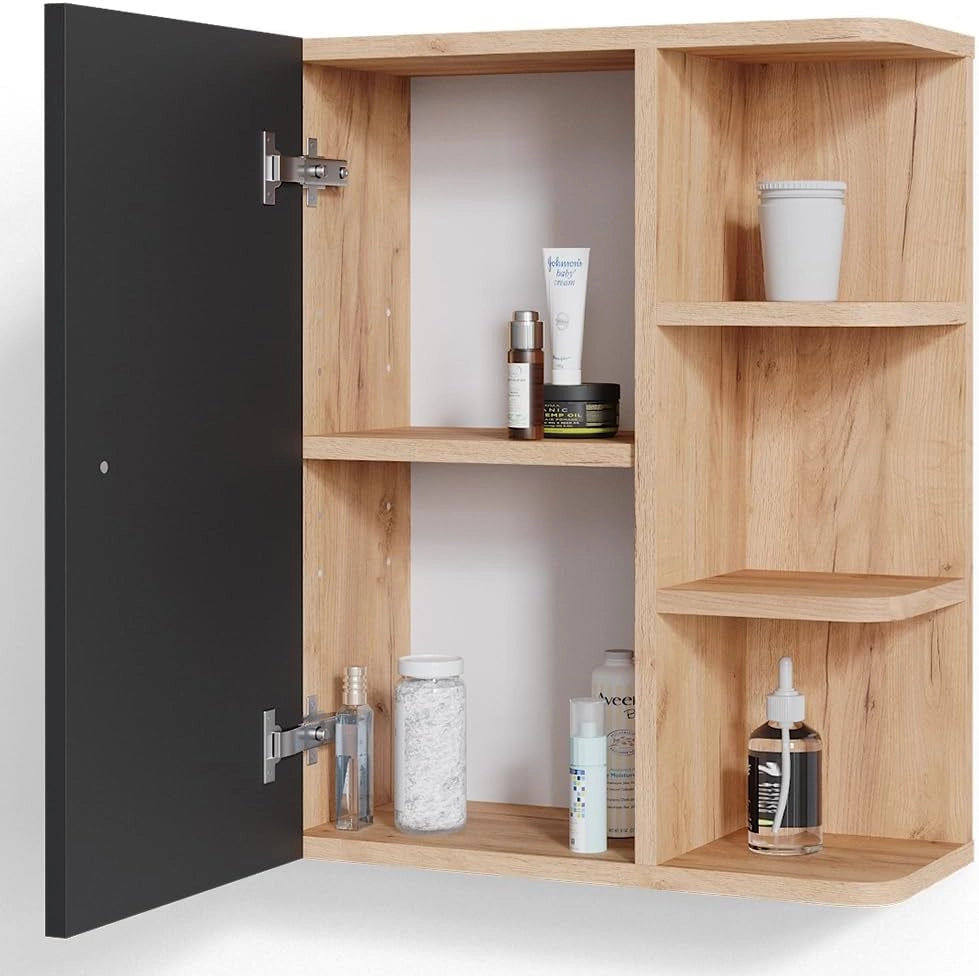 Mobile bagno Fynn, Antracite, 47.2 x 59.2 cm, per montaggio a parete con ripiani aperti