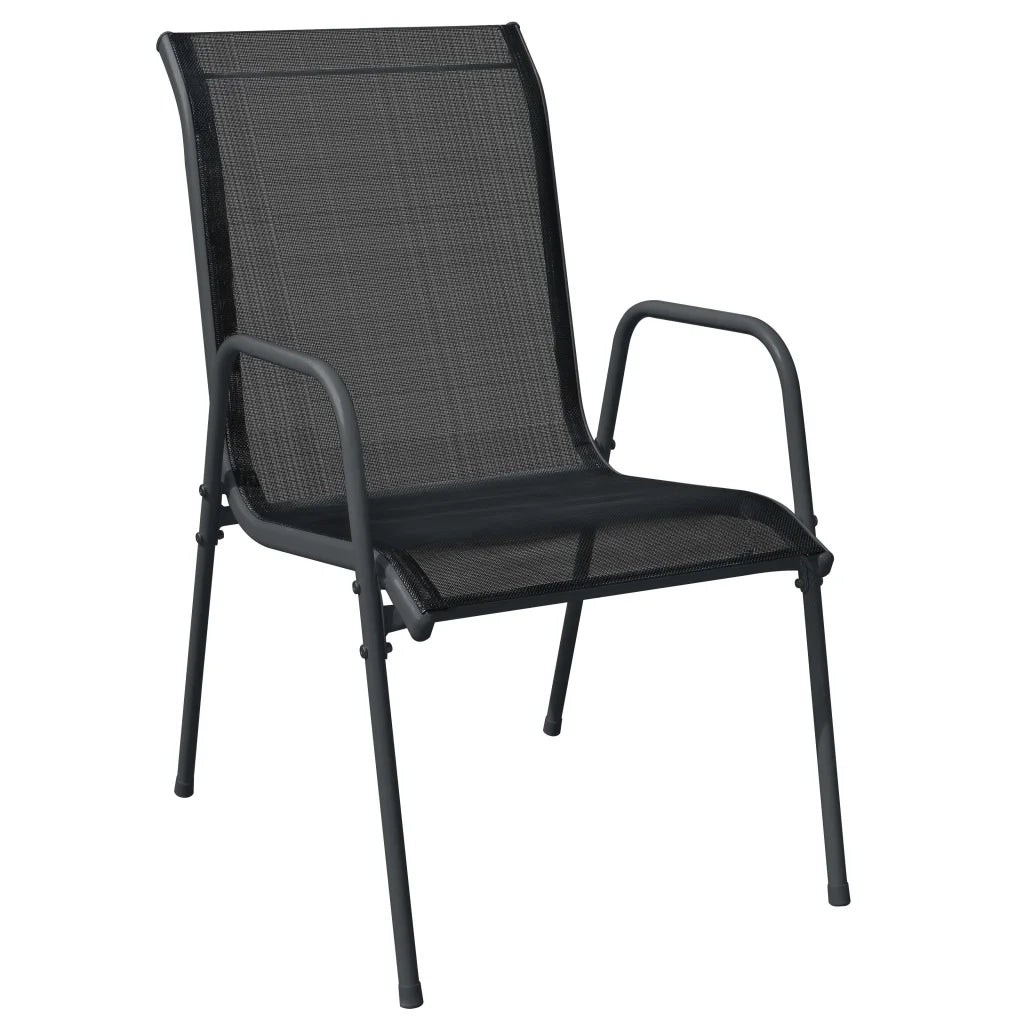 Set da Pranzo da Giardino 7 pz | Set Salotto da Giardino Nero in Acciaio e Textilene