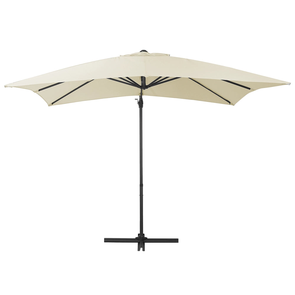 Ombrellone da giardino Tendalino beige chiaro Palo in acciaio Nero 235 cm Cantilever resistente agli agenti atmosferici meccanismo a manovella