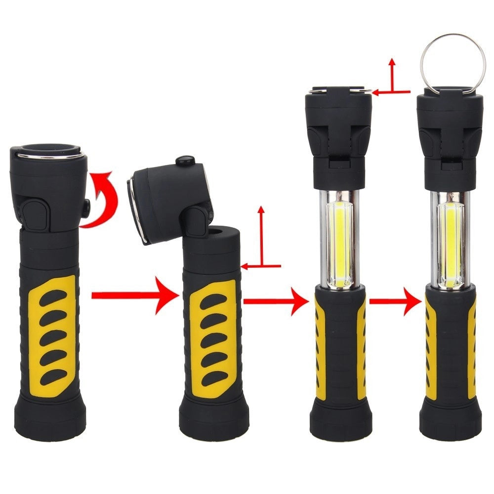 Trade Shop - Torcia Lampada Portatile Ricaricabile Led Strip Cob Base Calamitata Allungabile -