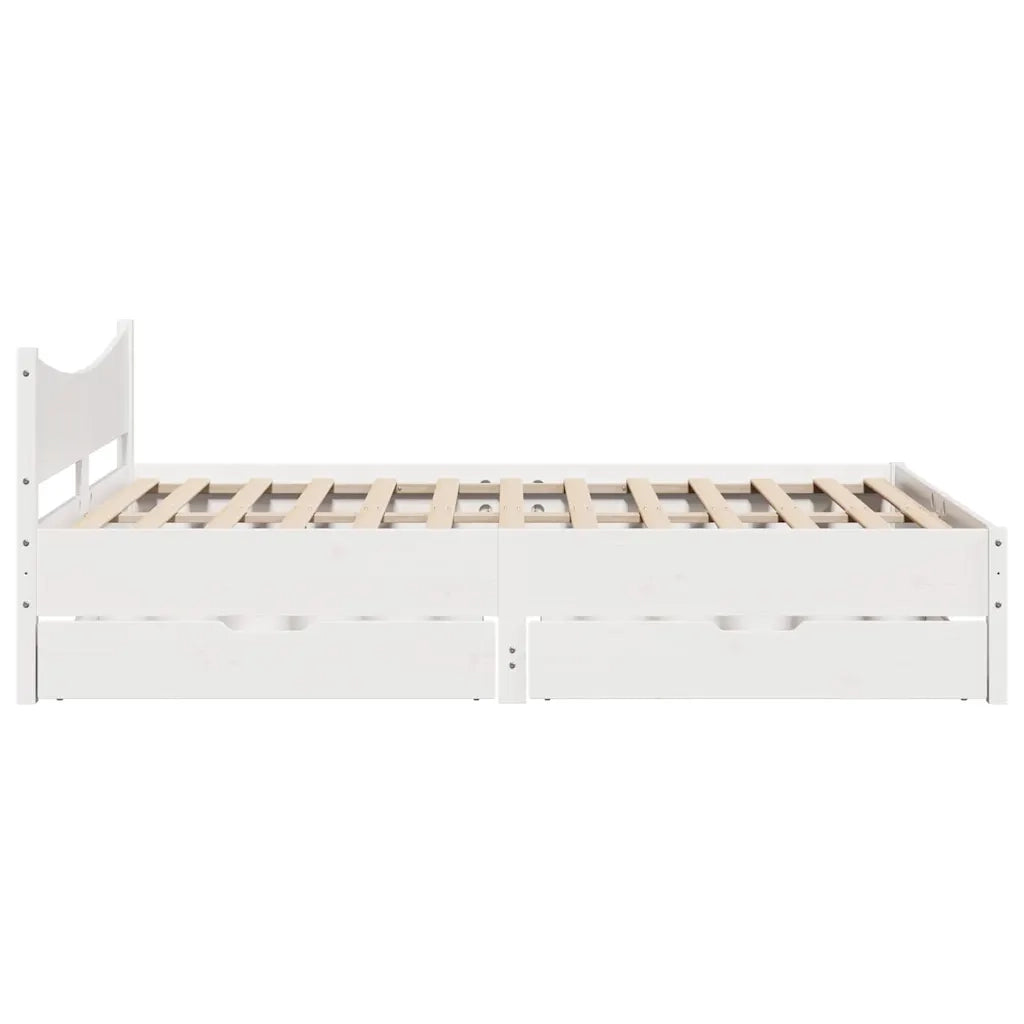 Giroletto con Cassetti Bianco 120x200 cm Legno Massello di Pino