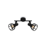 Plafoniera Vintage Korbo Acciaio Nero 2 Luci E14 Ip20