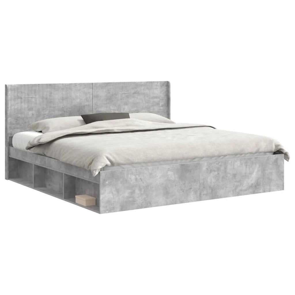 Struttura del letto con stoccaggio e testata Grigio Cemento