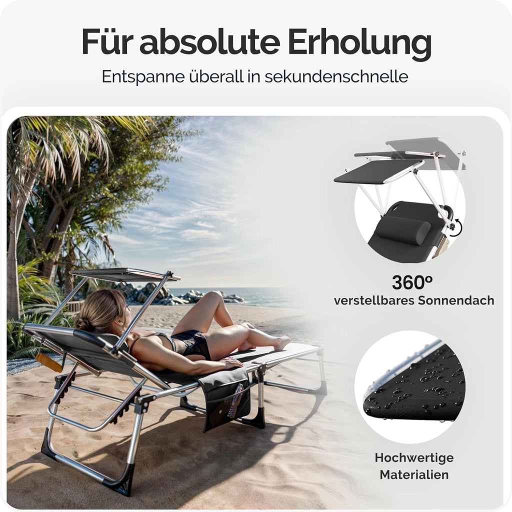 ® Lettino Prendisole Pieghevole Malta Comfort 210cm Carico Max. 180kg Sdraio da Giardino Esterno Mobili Outdoor