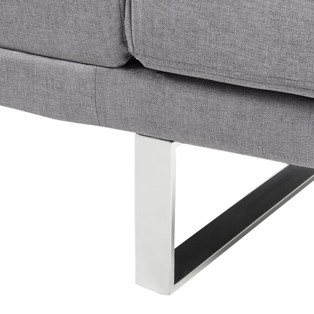 Divano Letto Rivestimento In Tessuto Grigio 3 Posti Meccanismo Click Clack Braccioli Regolabili