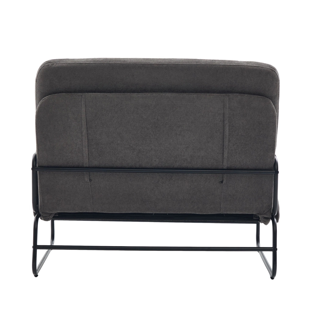 Divano letto 2 posti convertibile con struttura in metallo; chenille grigio; 104x85x92 cm