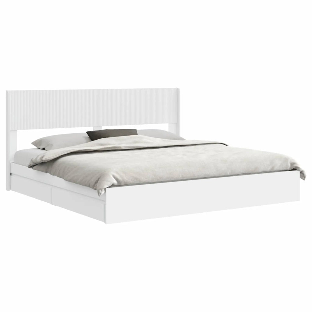 Letto matrimoniale | Letto per adulti | Struttura del letto con stoccaggio e testata Bianco