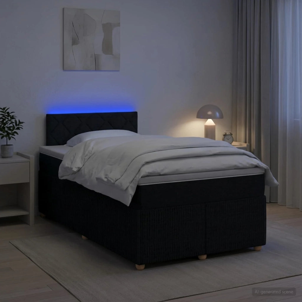 Letto box spring con materasso Nero 120 x 190 cm Tessuto 3452892
