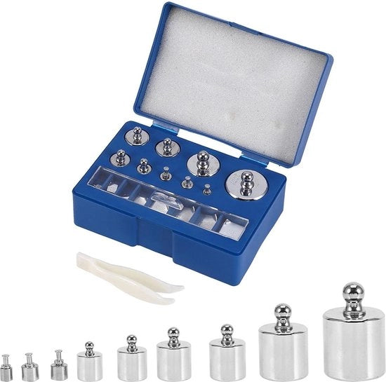 Set di pesi per gioielli - 17 pezzi - 211.1g - Set di pesi precisi con calibrazione - Scala di prova per gioielli - Grammi - 10mg-100g.