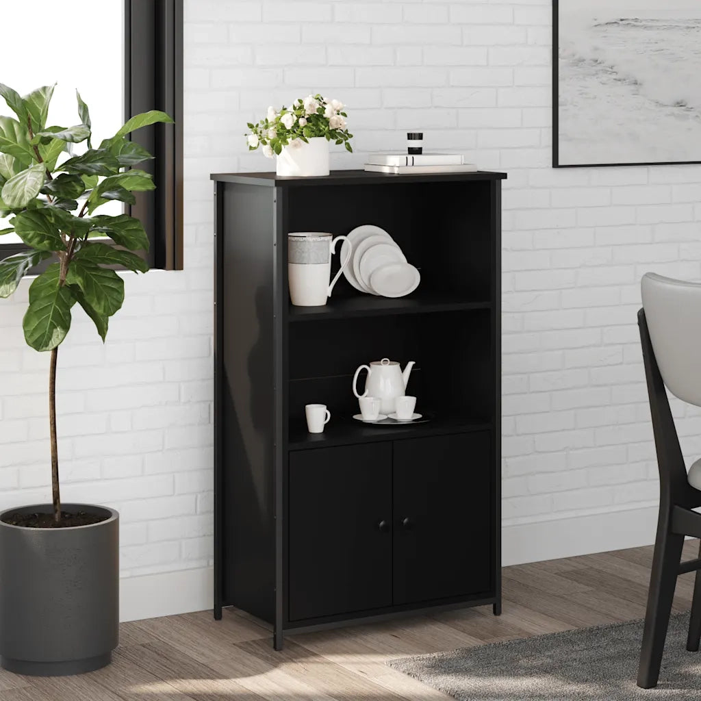 Credenza | Madia | Buffet da pranzo | Armadio da pranzo Nera 62x32x103,5 cm in Legno Multistrato