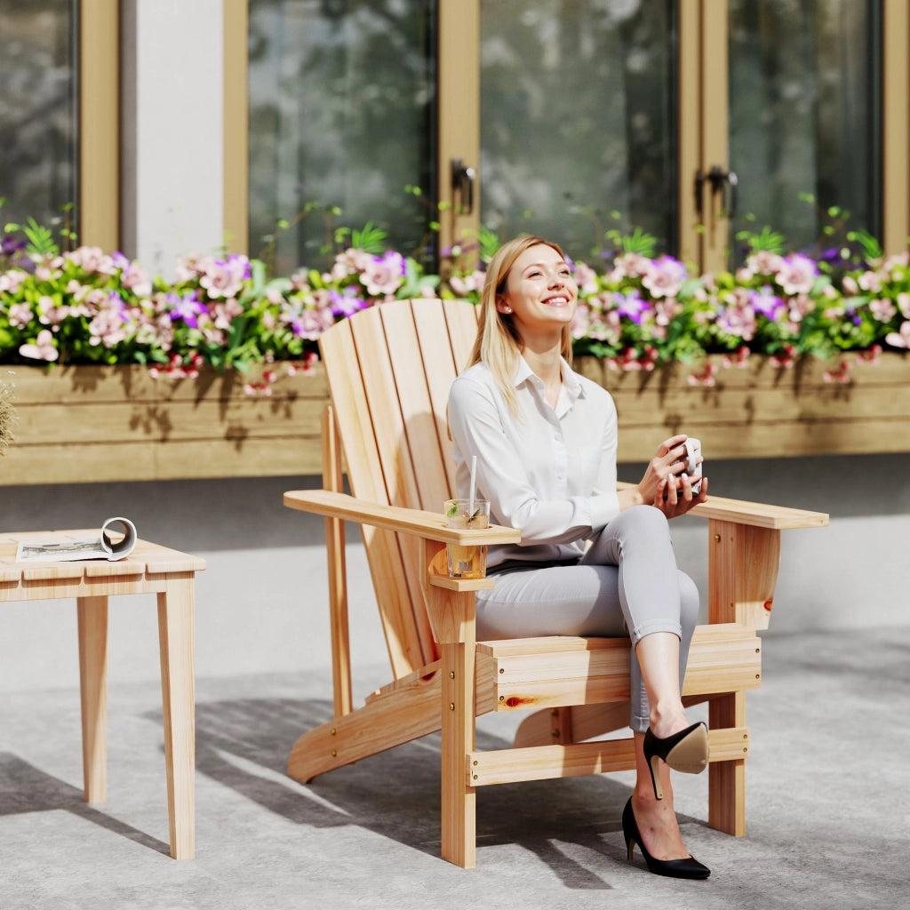 Poltrona da giardino Adirondack con portabicchieri ¨C zephmum ¨C legno massello 72x95x93 cm