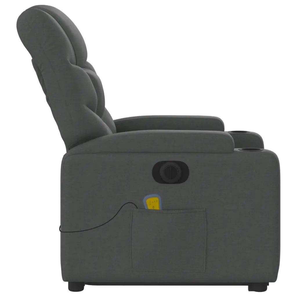 Poltrona Alzapersona Massaggi Elettrica Grigio Scuro Tessuto