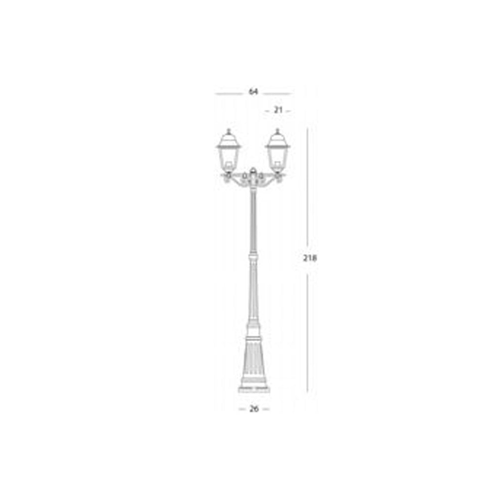Palo Da Esterno Contemporaneo H218Cm Quadrata Alluminio E Vetro Nero 2 Luci E27