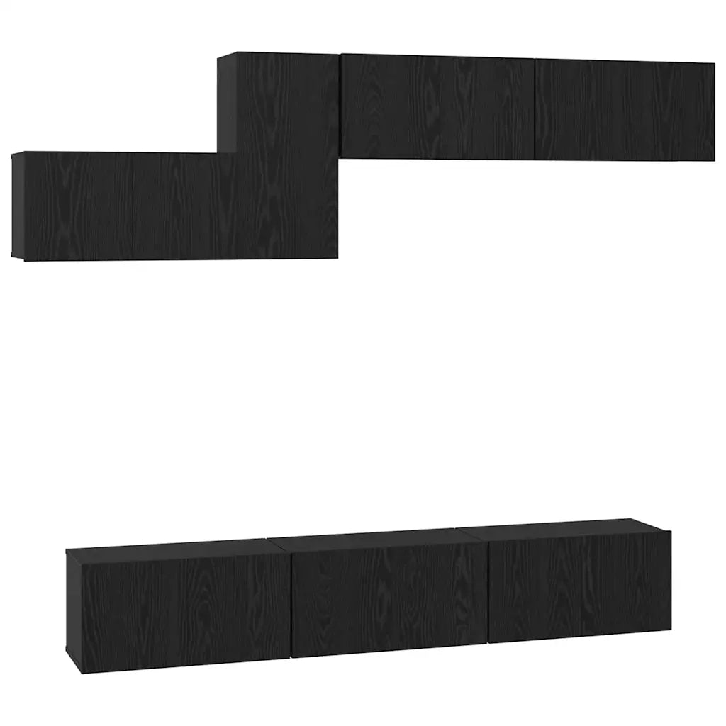 Set mobile TV con cassetto 7 pcs Rovere Nero Legno multistrato 3393487