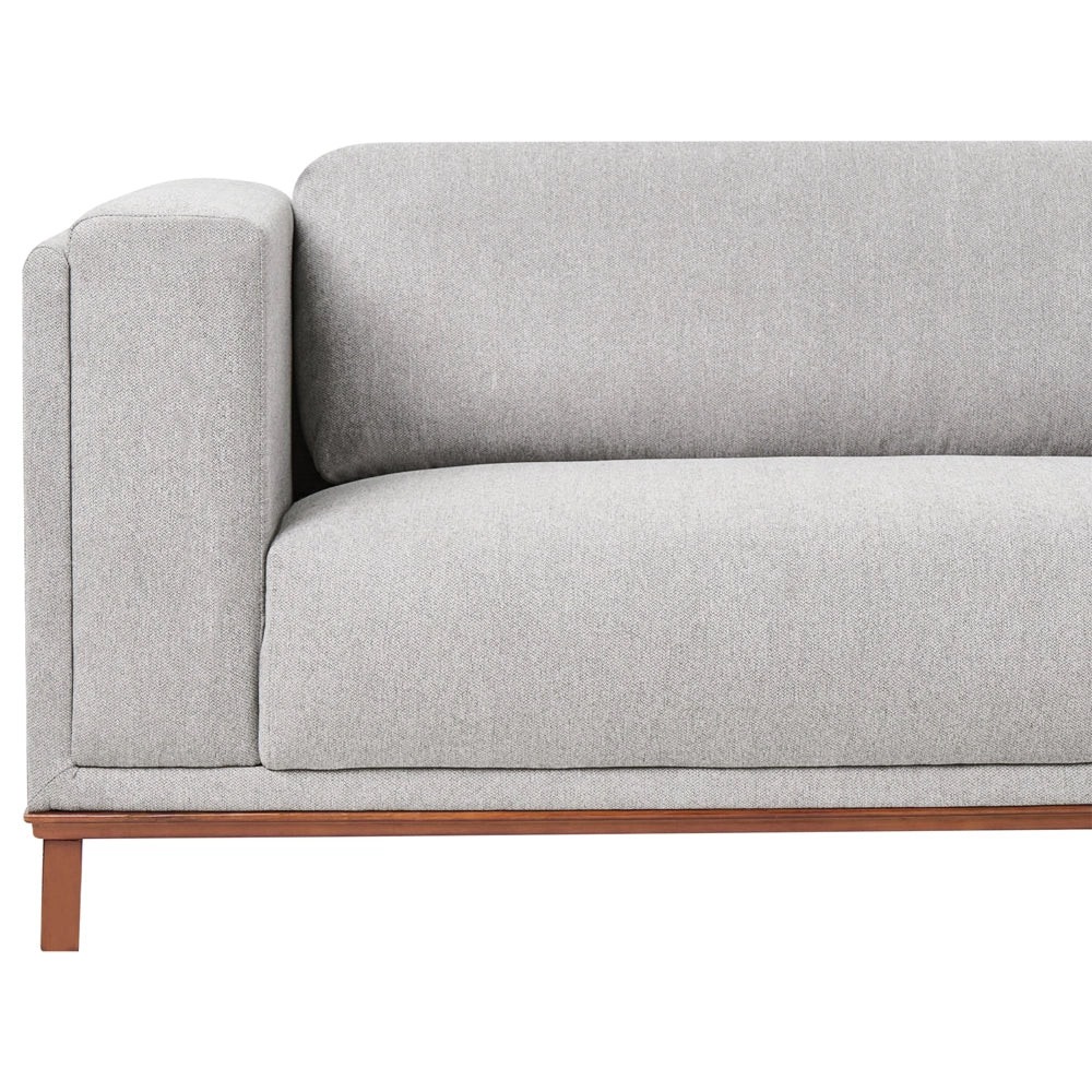 Divano angolare sinistro Tappezzato in tessuto poliestere grigio Gambe in legno 4 posti Spesso imbottito Mobili da salotto in stile moderno