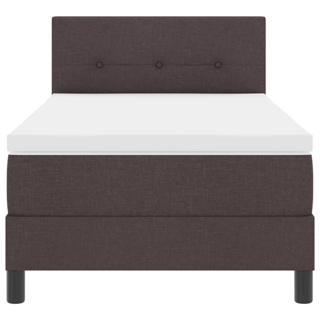 Letto Box Spring con Materasso e LED Marrone Scuro 90x200 cm Tessuto