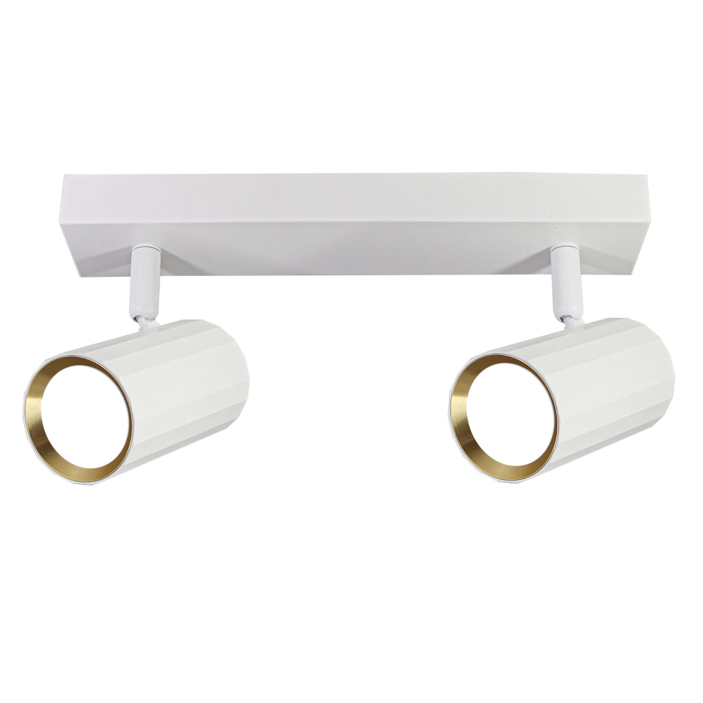 Plafoniera 2 luci orientabili bianco/oro GU10 Nicea Polux