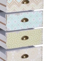Cassettiera Mobiletto Vintage con 5 Cassetti Stile Shabby Bagno, Ingresso, Camera 46 × 34 × 97.5cm Bianco