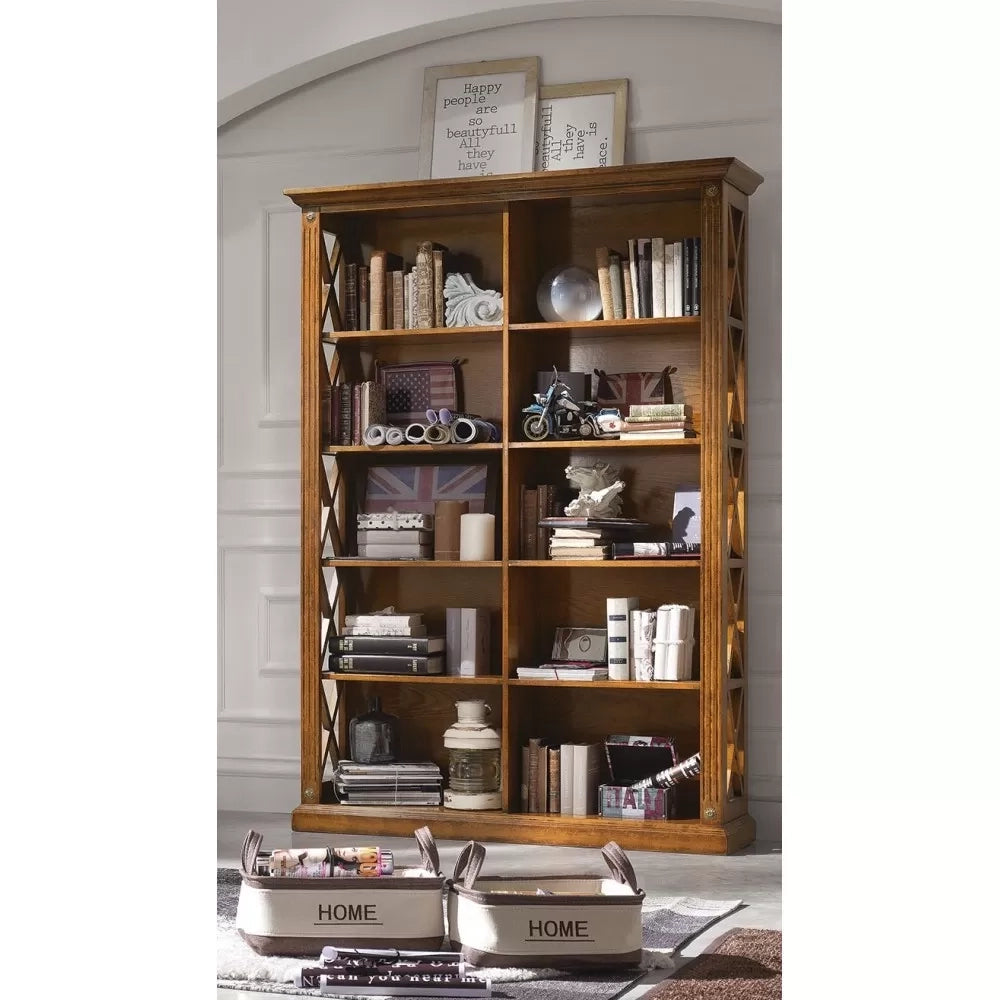 Libreria classica 10 ripiani in legno bassano 133x40x191 - Mobili 2G