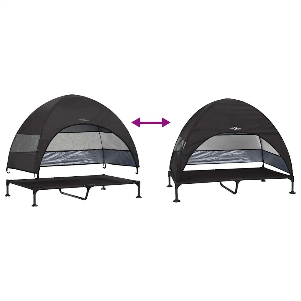 Letto per Cani Elevato Nero 127 x 81 x 108 cm Tessuto e acciaio 42008221