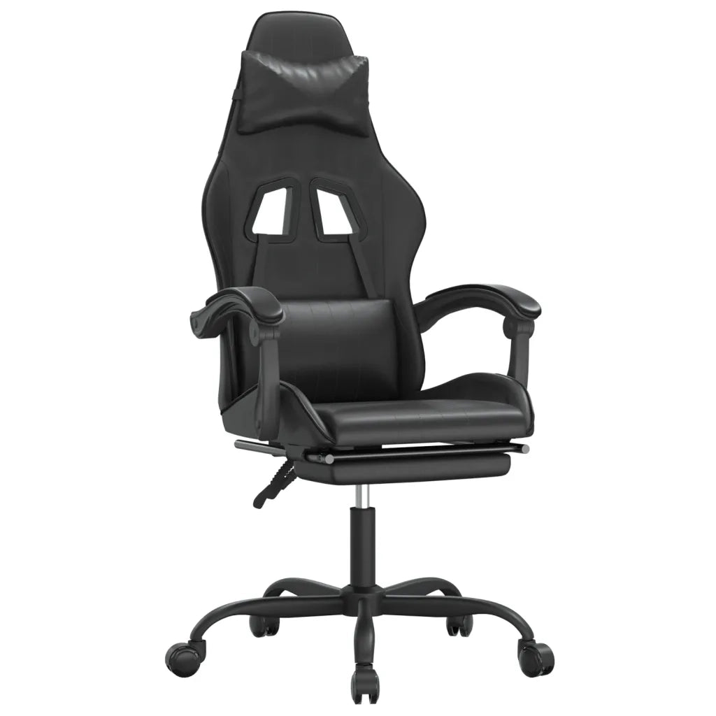 Sedia da Gaming | Sedia da e-sports Girevole Poggiapiedi Nero in Similpelle