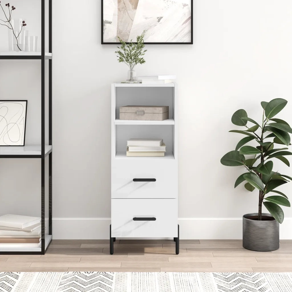 Credenza-Buffet-Armadio da cucina Bianco Lucido 34,5x34x90 cm in Legno Multistrato 921608