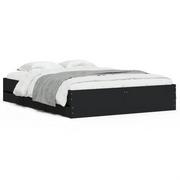 Letto matrimoniale | Letto per adulti | Giroletto con Cassetti Nero 150x200 cm in Legno Multistrato