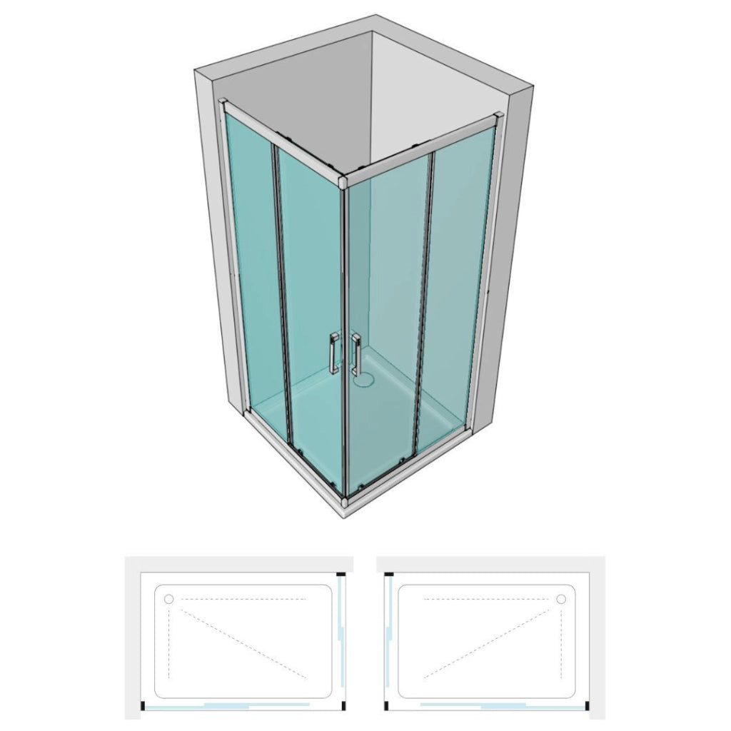 Box doccia angolo apertura ante scorrevoli dafne vetro temperato spessore 6 mm *** misure 72-74x72-74xh195 cm traspar...