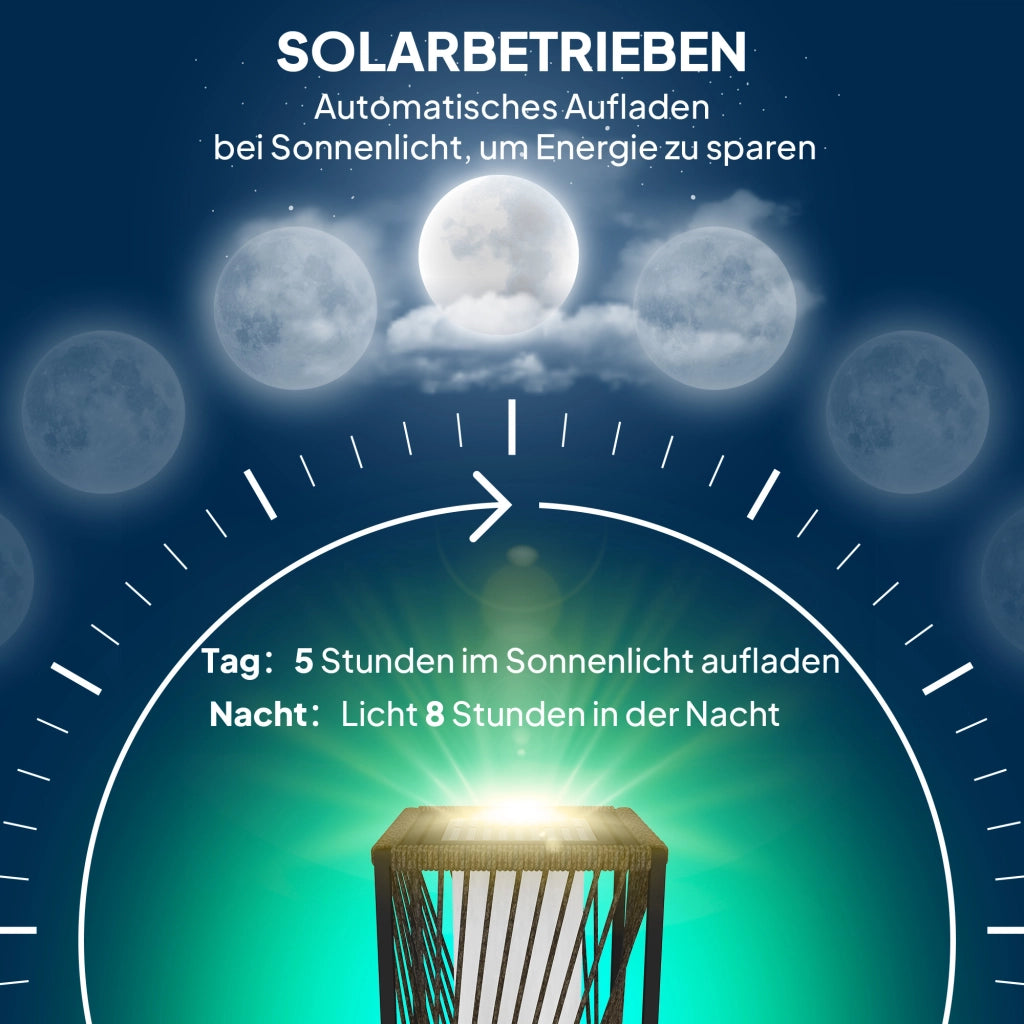 Lampada da Giardino Solare Rattan 25 LED con Sensore di Luce ¨C Minimal ¨C Nero Grigio IP44
