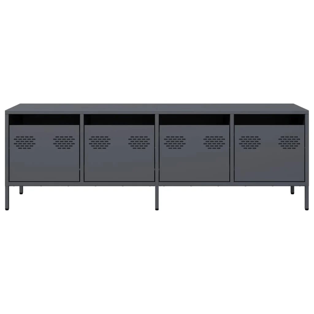 Mobile TV multimediale scaffale TV credenza TV sala da pranzo soggiorno camera da letto antracite 135 x 39 x 43,5 cm acciaio laminato a freddo antracite 02_0026393