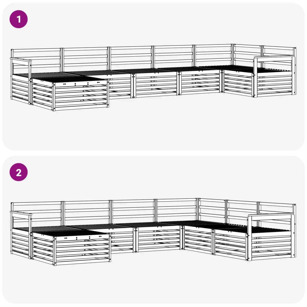 Set di divani da esterno 7 pcs Naturale
