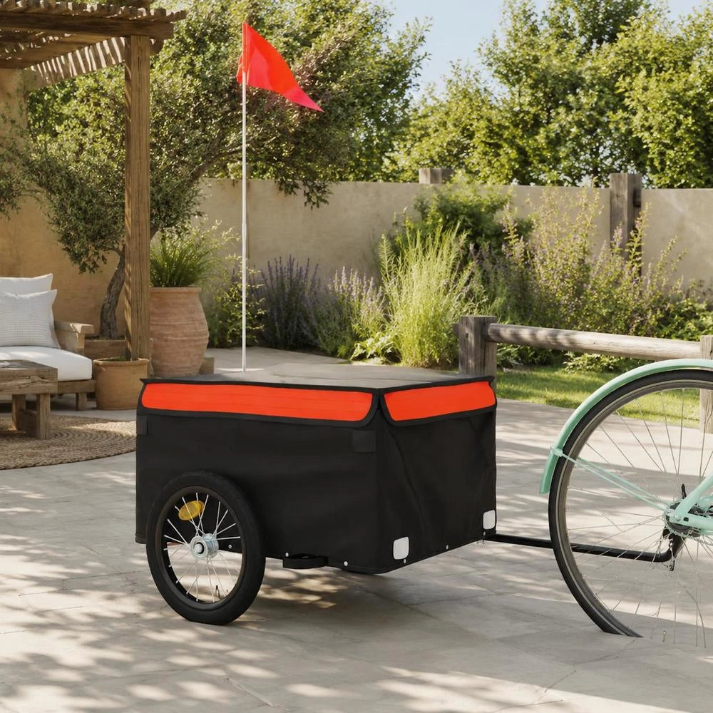 Bicycle Trailer, Black And Orange, 45 Kg, Iron