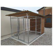 Recinto per cani da 2x3 metri coperto con retro e 1 metro dx o sx in legno con portaciotole zincato a caldo
