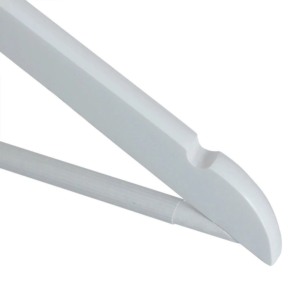 Trade Shop - Set 20pz Grucce In Legno Bianco Barra Portapantaloni Antiscivolo Gancio Ruotante -