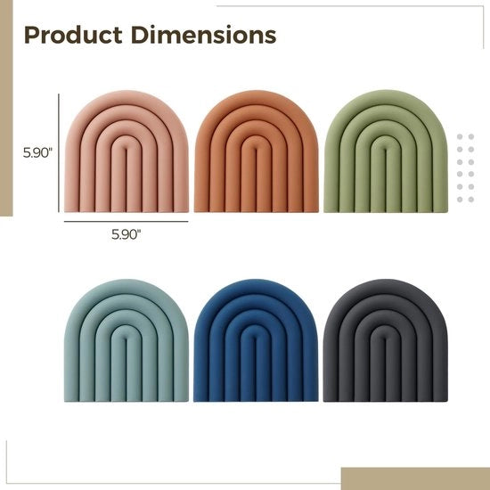 Set di 6 sottopiani in silicone resistenti al calore, stile scandinavo, con mat matraccio isolante termico e piatto di protezione contro la bruciatura per pentole e padelle