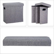 Sgabello panca pouf portaoggetti pieghevole panca 50 litri grigio 13_0002776_3