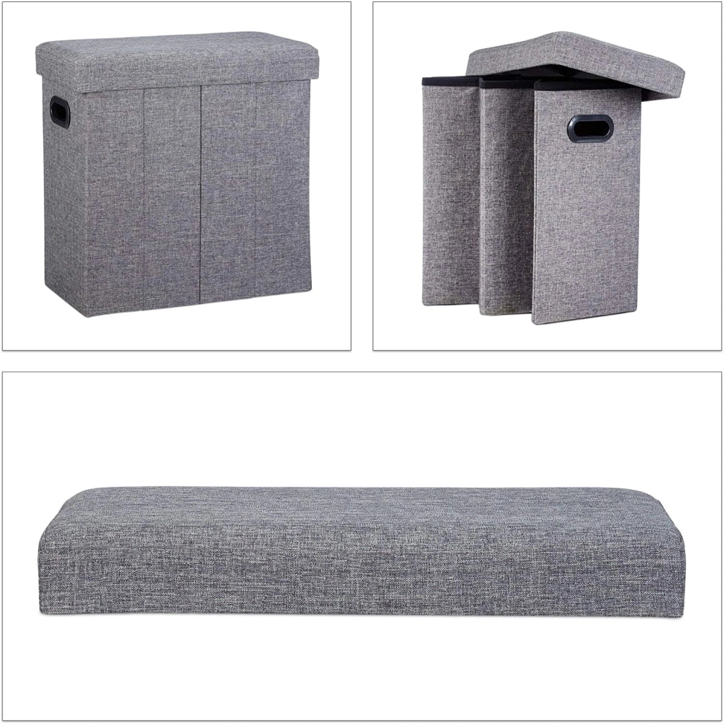 Sgabello panca pouf portaoggetti pieghevole panca 50 litri grigio 13_0002776_3