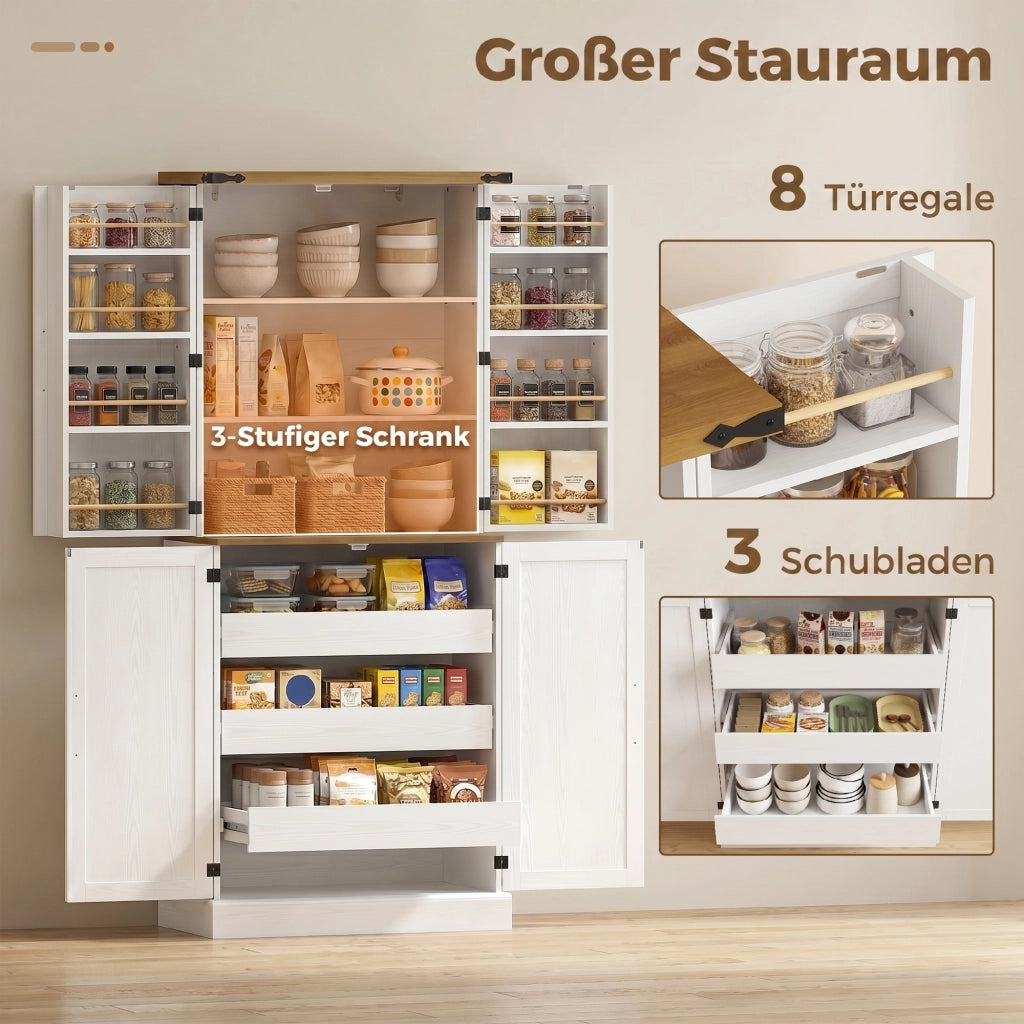 Mobile cucina alto con 4 ante e 3 cassetti ¨C Xylo ¨C Bianco 76x40x182cm