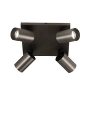 Plafoniera Flores 24x24cm in Alluminio Canna di Fucile, 4x GU10 10W, Struttura pressofusa IP20, Classe 1 - Design Moderno e Compatto