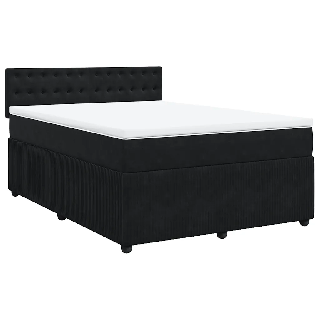 Giroletto a Molle con Materasso Nero 140x190 cm in Velluto