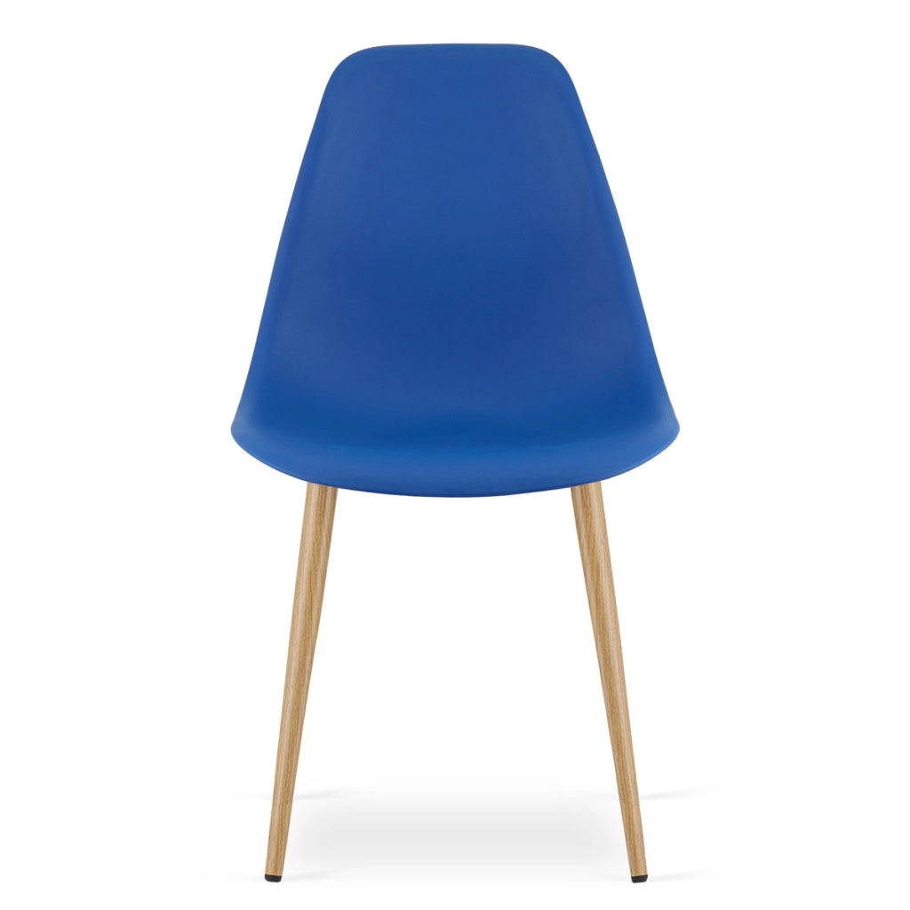 Set di 4 Sedie WAT Blu in Polipropilene con Gambe Effetto Legno