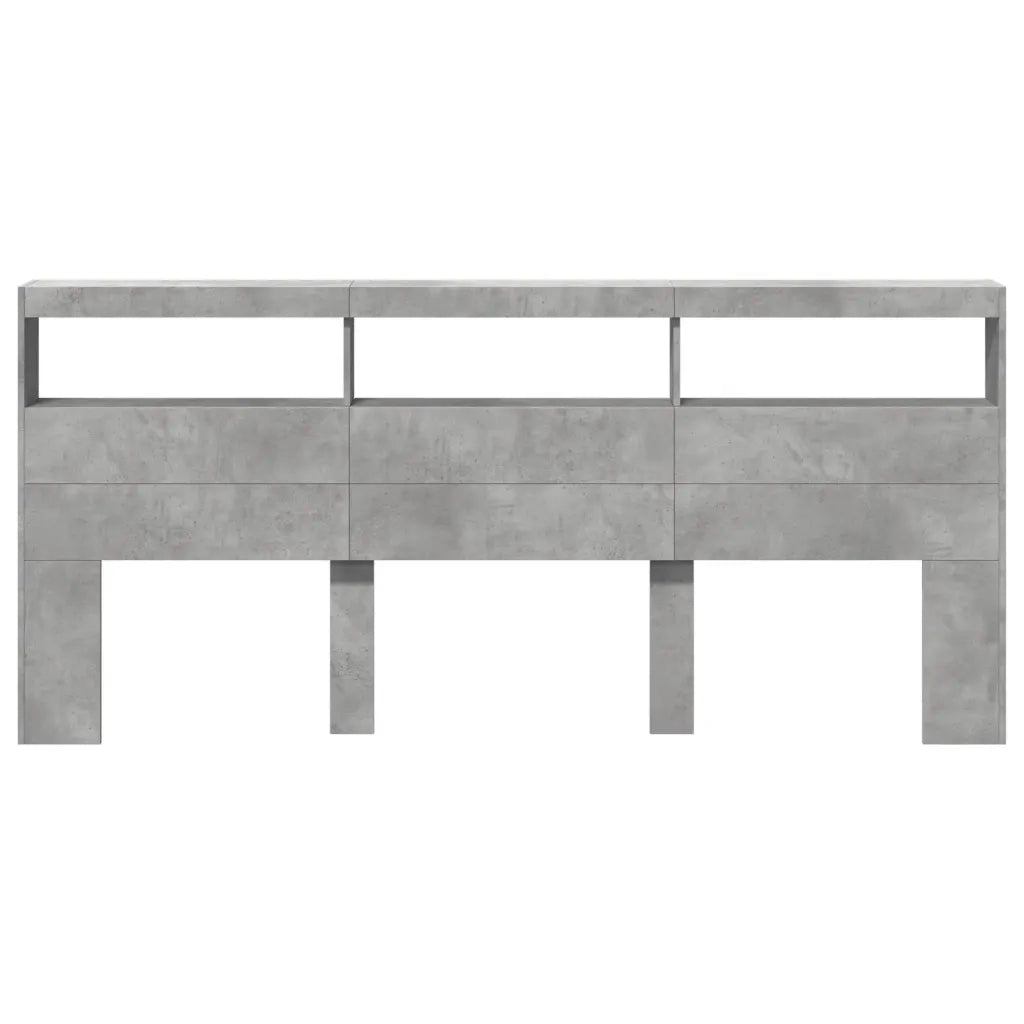 Testiera con Contenitore a LED Grigio Cemento 220x17x102 cm
