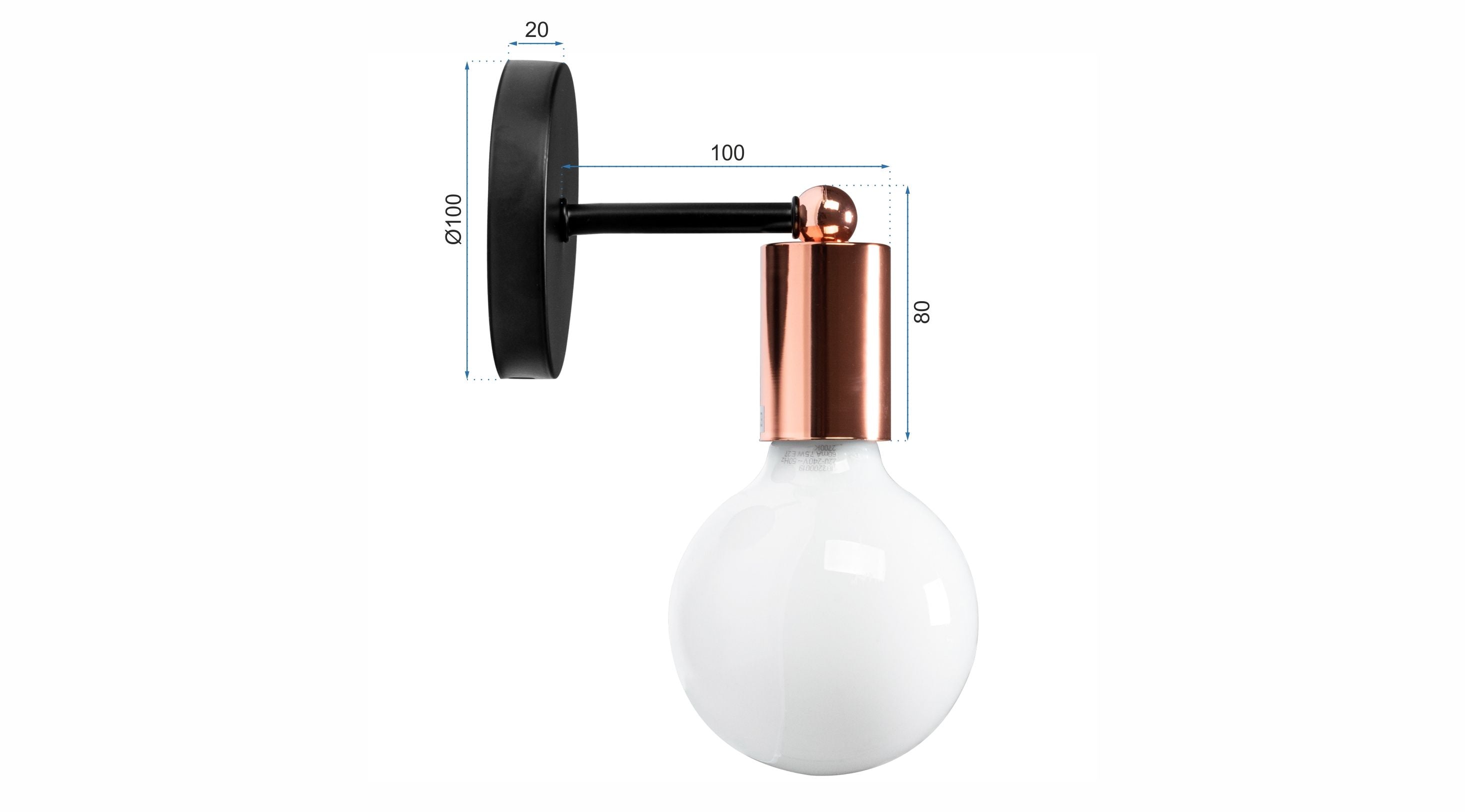 Lampada Da Muro Di Parete Metallico Black 392205