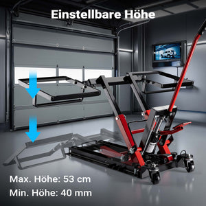 Sollevatore per trattorino 3in1, alza moto e quad, max 530 mm, Martinetto idraulico a carrello