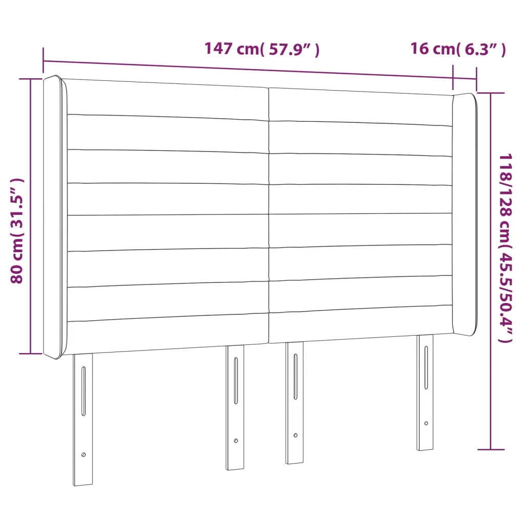 Testiera a LED-Testata con LED MarroneScuro147x16x118/128cm inTessuto 286019